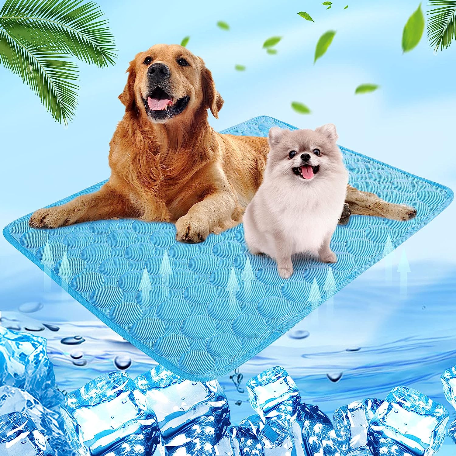 SVKBJROY Tapis Rafraîchissant Chien, Tapis Coussin Réfrigérant Chien Froide Chien Tapis Lavable pour Animaux de Compagnie Adapté aux Petits Chiens et Chats, Bleu Foncé, 40x30cm