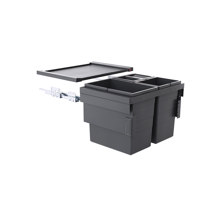 Einbau-Abfallsammler cargo-synchro 60 3f, 1x28l+2x13l, basaltgrau - Hailo