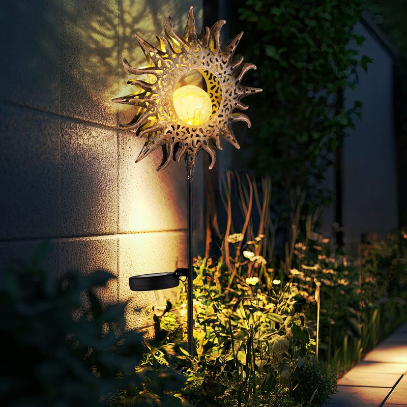 Solarlampen Gartendeko – Wetterfeste Blumen-Steckleuchten Mit LED-Glaskugel – Für Rasen, Wege & Beete Solar Blumenleuchte Außen Metall