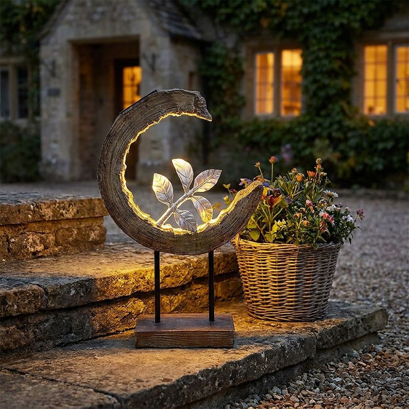 IWTBNOA Mond-Solarleuchte Für Außen – 85 Cm Hohe, Wasserdichte Gartenlampe Mit Vintage-Design, Automatisches Ein-/Ausschalten, Für Terrasse, Rasen Und Wege (Metall)