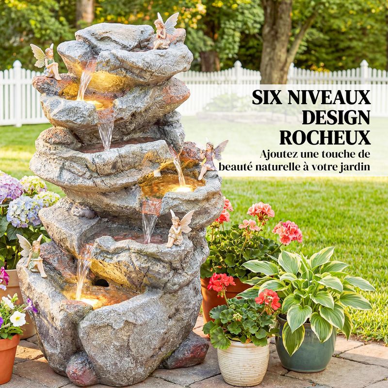 Fontaine de Jardin Cascade 6 Niveaux Décoration de Jardin Zen