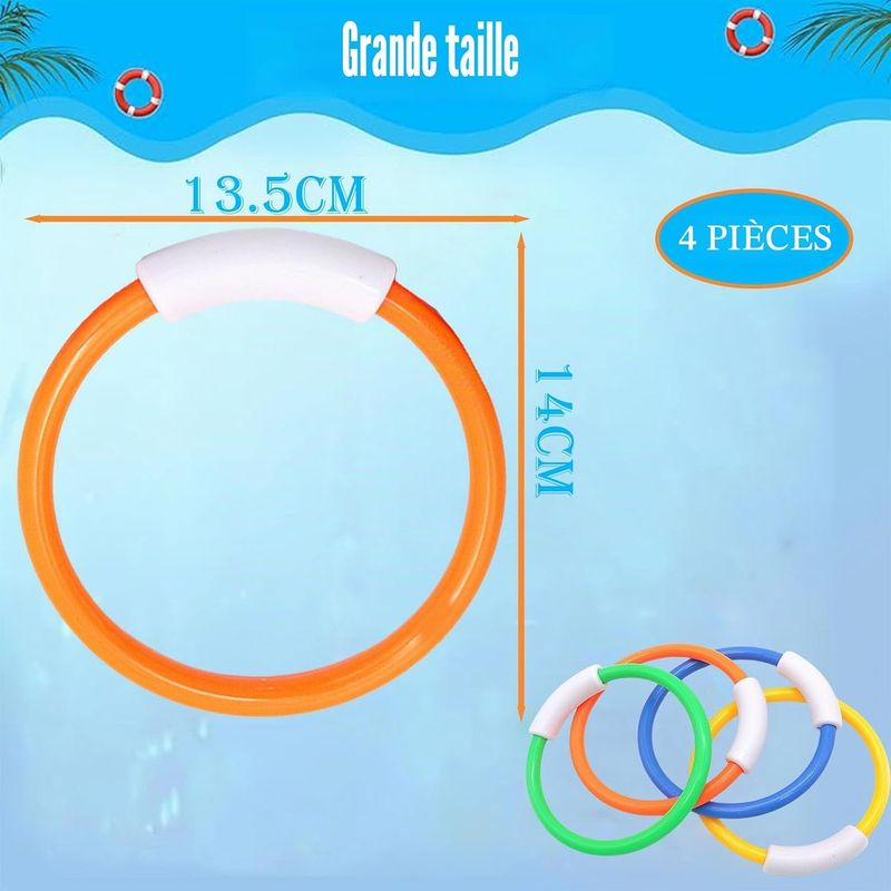 14 Pièces Jouets De Plongée Sirène – 3 Sirènes, 8 Gemmes, 3 Calmars, En PC, Piscine Extérieur été, Pour Enfant 3-12 Ans