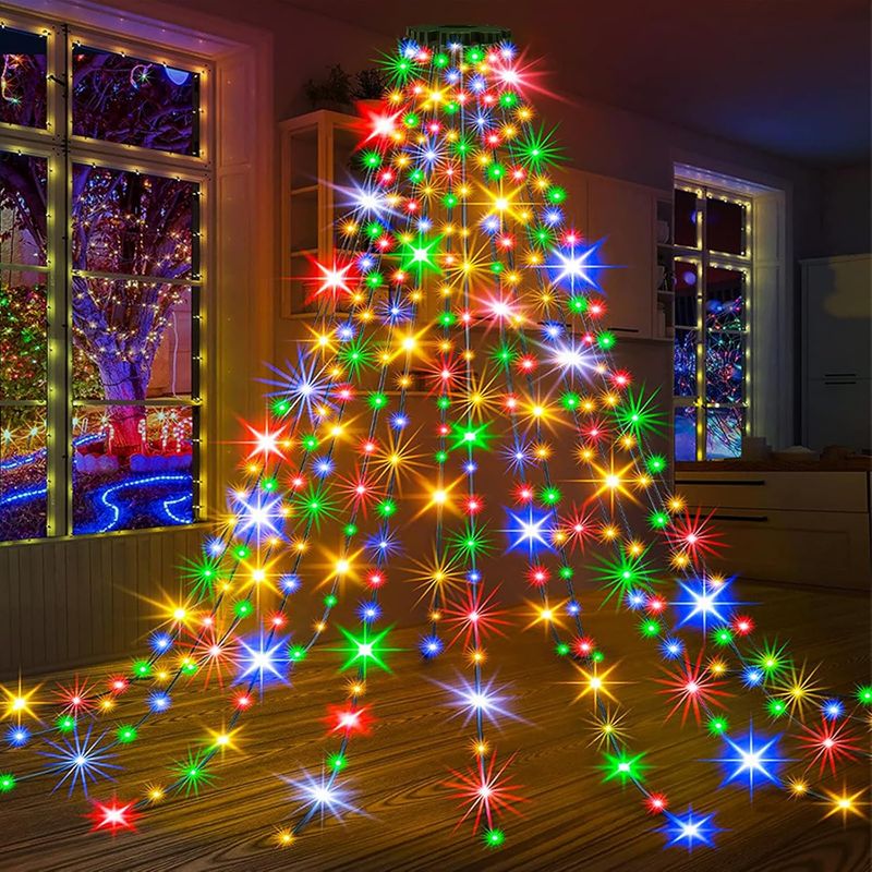 Lichterkette für den Weihnachtsbaum – 1,5 Meter lang, 10 Stränge, je 20 LEDs, 8 Beleuchtungsmodi – bunte Lichter