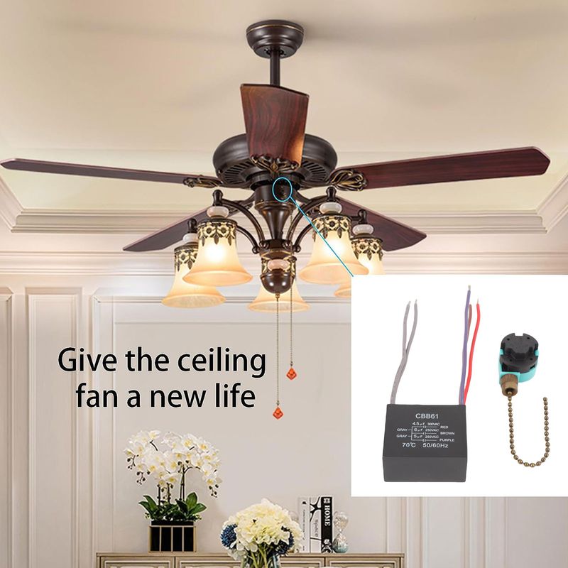 Commutateur De Ventilateur De Plafond – 3 Vitesses – 4 Fils – Bronze Et Blanc