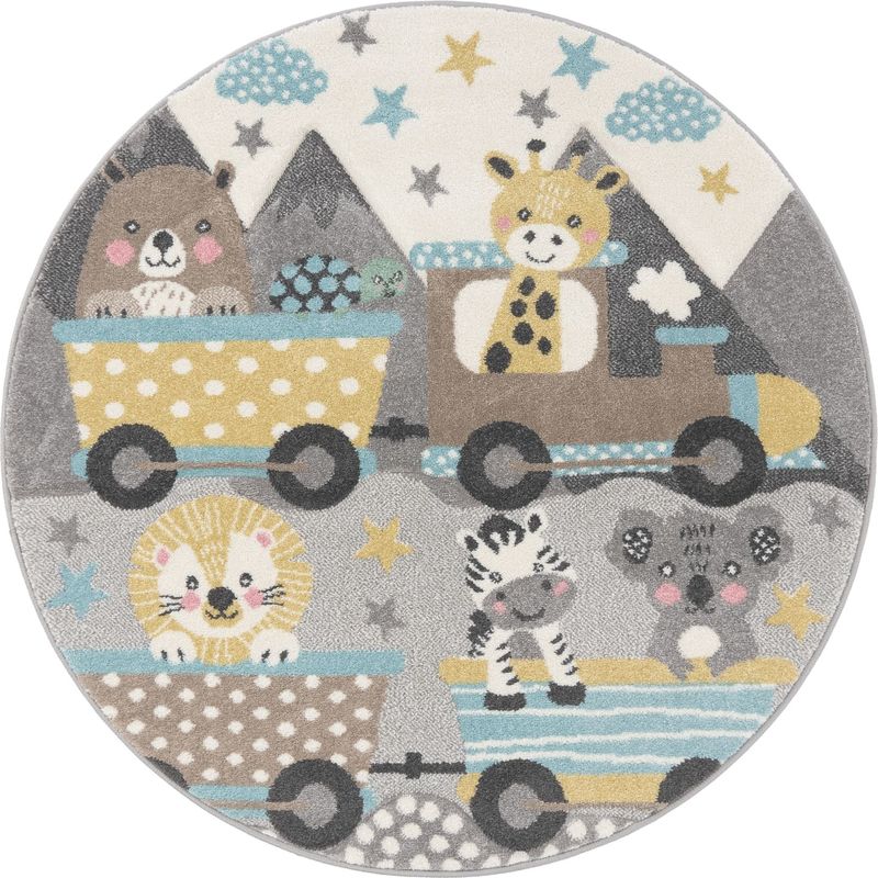 Tapis de jeu enfant animaux jungle lion vert 85x130cm Jungle | Maisons
