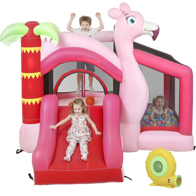 Château Gonflable Blanc XXL – Double Toboggan, Piscine à Balles Et Trampoline – 323x284x223 Cm – Intérieur/extérieur