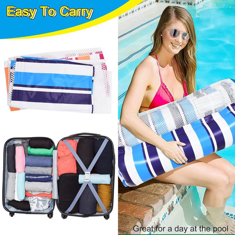 Lot de 2 matelas gonflables pour piscine - Jouet pour adulte - 4 en 1 - Accessoires de piscine gonflables - Hamac pour piscine (bleu et orange