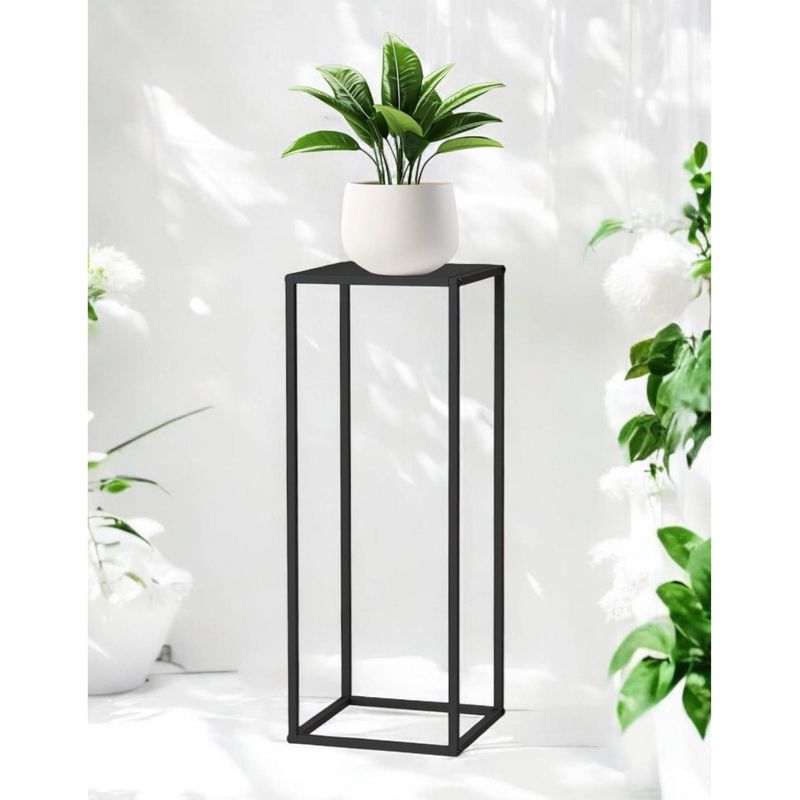 DanDiBo Pflanzenständer Metall Schwarz Eckig 80 cm 96588 Beistelltisch Hoch Blumenhocker Blumenständer Design Modern