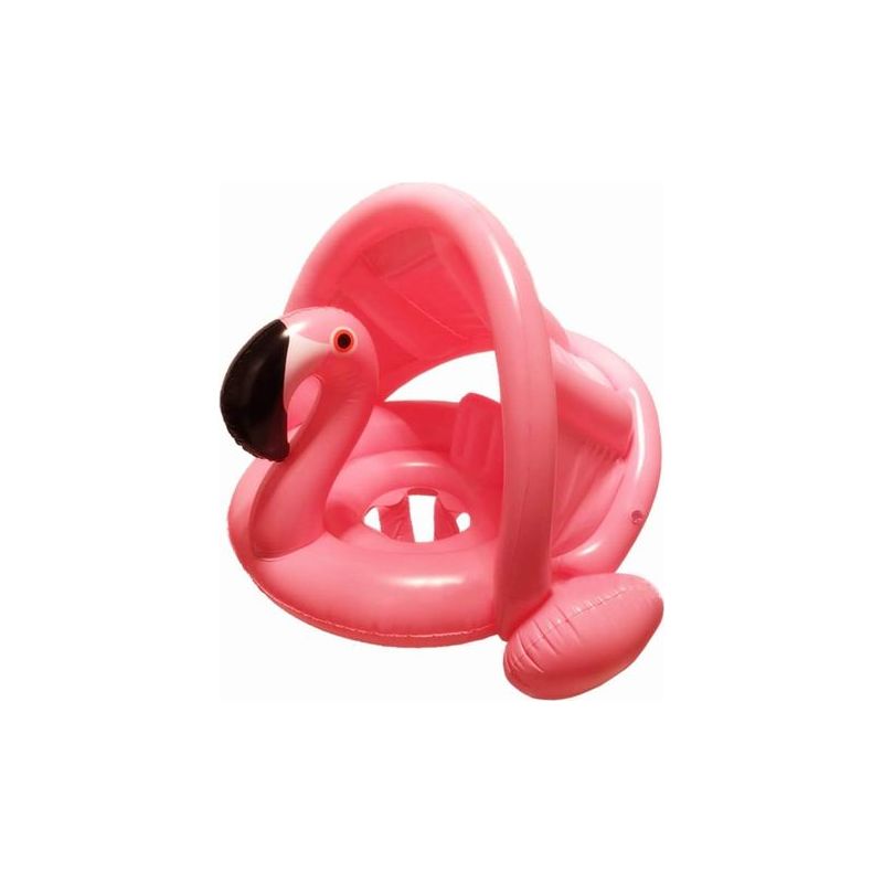 Bouée Flamant Rose Avec Auvent Pour Bébé – Siège Flottant Gonflable – Anneau De Natation Pour Enfant 8 Mois à 4 Ans