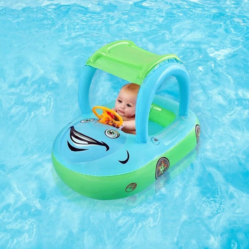 Bouée Siège Gonflable GUBOOM Pour Bébé - Anneau De Natation Avec Siège Intégré, Double Poignée, Motifs Animaux - Pour Bébés De 6 à 36 Mois - Sécurisé Et Confortable