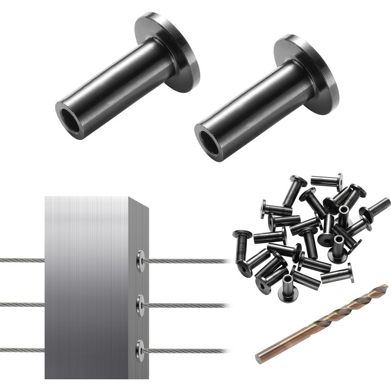 Produktbild von VEVOR 81-teiliges Geländer-Set Aus T316 Edelstahl – Für 1/8 Zoll Drahtseile, Inkl. Bohrer, Für Treppen, Terrassen & Gärten