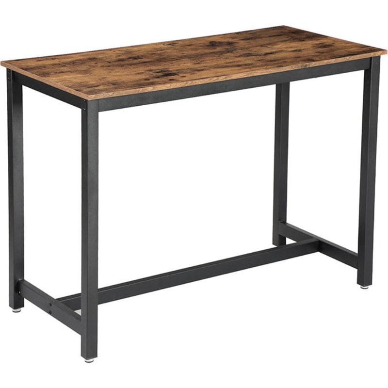 Table haute de bar vintage table polyvalente avec armature en fer pour boissons cocktails bar brasserie restaurant salon cuisine stable 120 x 60 x 90 cm marron