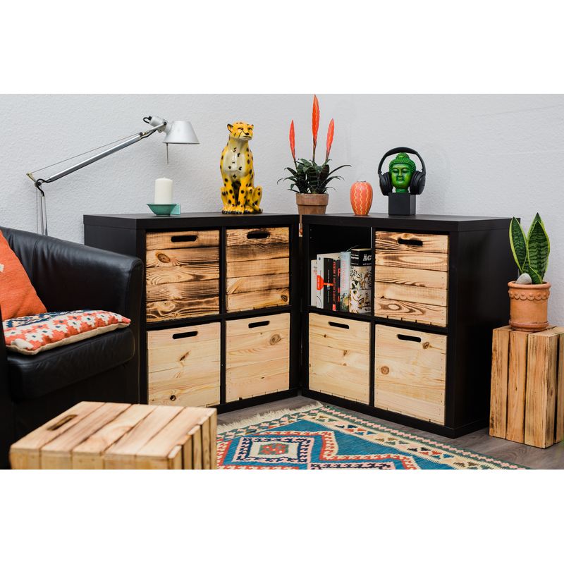 4 Stück Weinkiste Natur passend für Ikea Kallax und Expeditregale Holzkiste Regalkiste Obstkiste