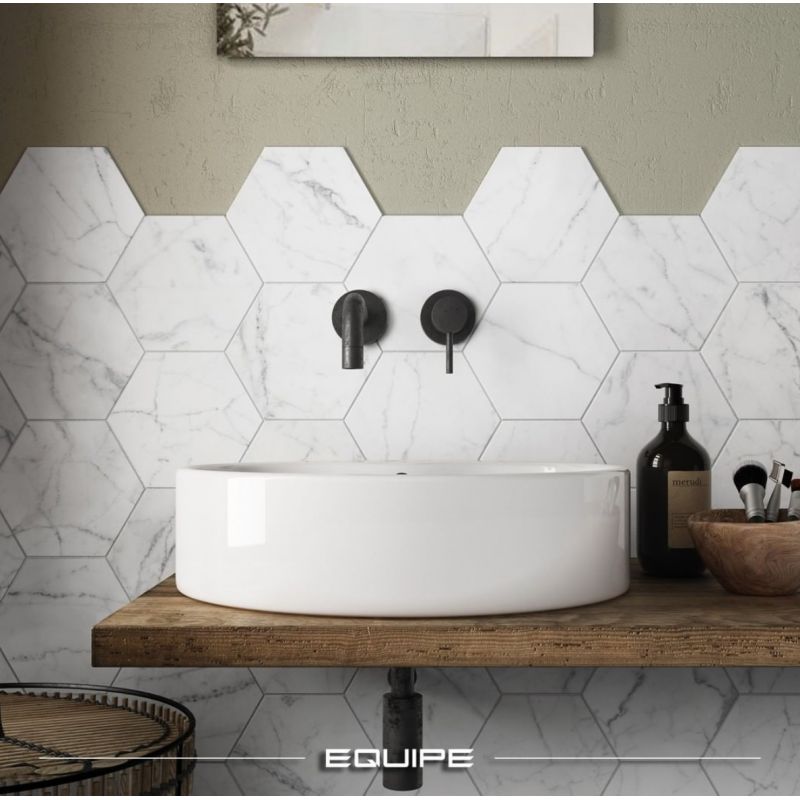 Mosaïque Céramique Hexagonale Blanche – Effet Marbre Carrara, Lot De 10 Feuilles