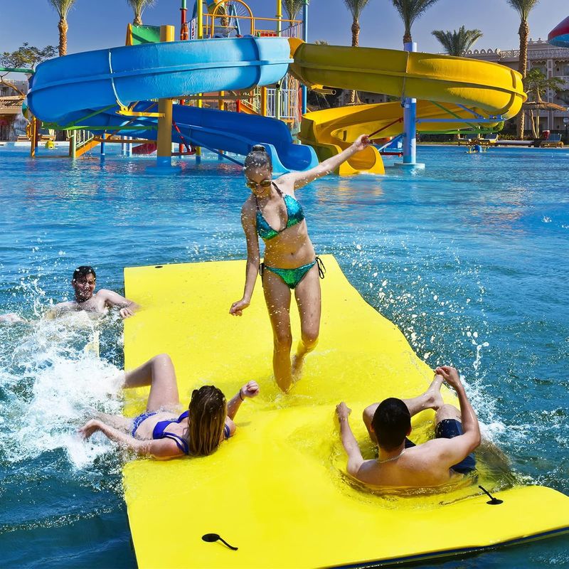 Goplus – Tapis flottant de piscine en mousse XPE 210x66cm – Résistant avec oreiller roulant – Cordon élastique 1,5m – Pour 1 personne, plage et lac