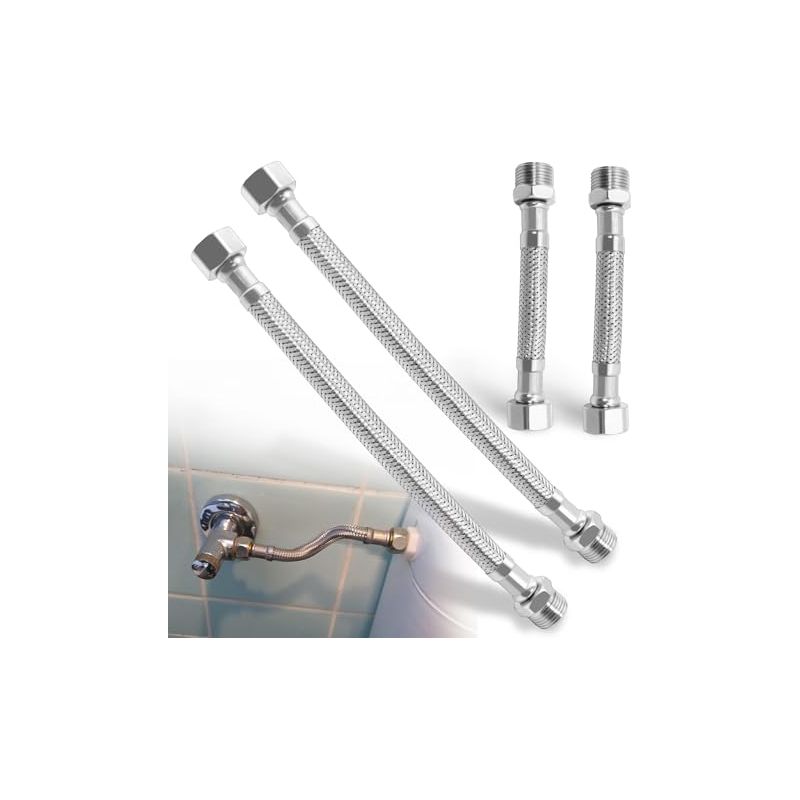 4er-Set Flexschläuche 3/8" Aus 304 Edelstahl (2x10cm + 2x20cm) – Für Wasserhahn, WC & Armatur