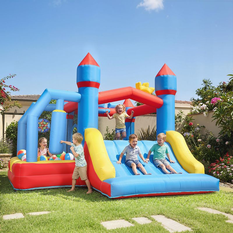 GOPLUS Château Gonflable Toboggan et Zone de Saut