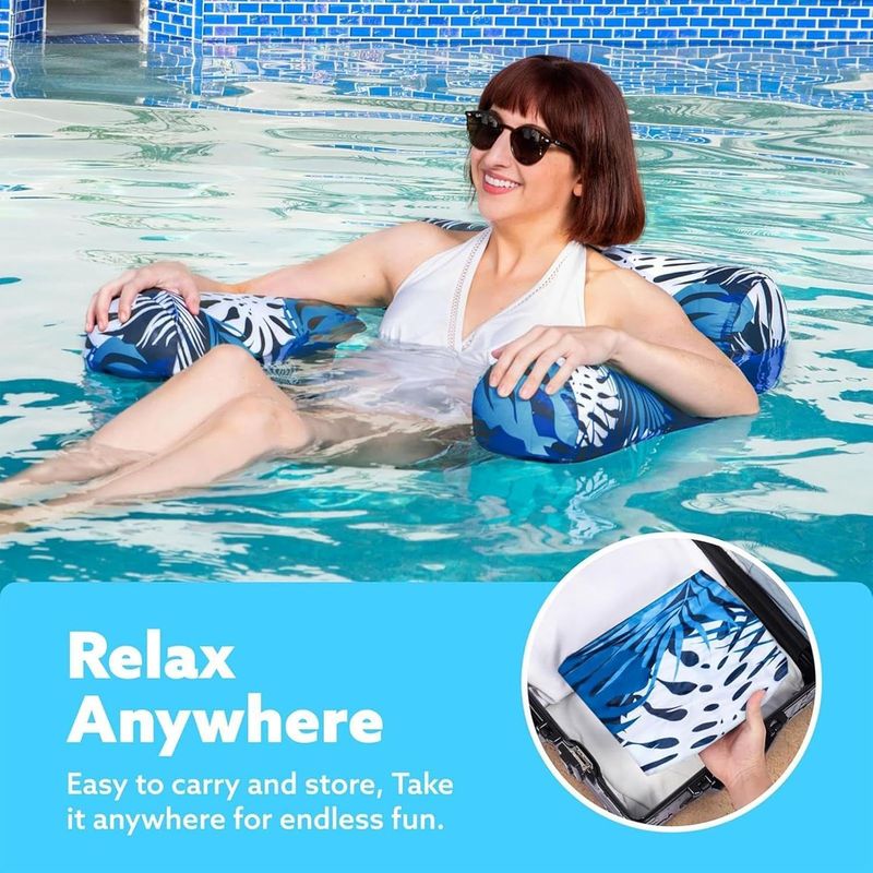 Matelas Gonflable 4-en-1 – Hamac Flottant De Piscine Avec Dossier, Pompe Incluse, 76x40,5x61cm, Pour Adultes