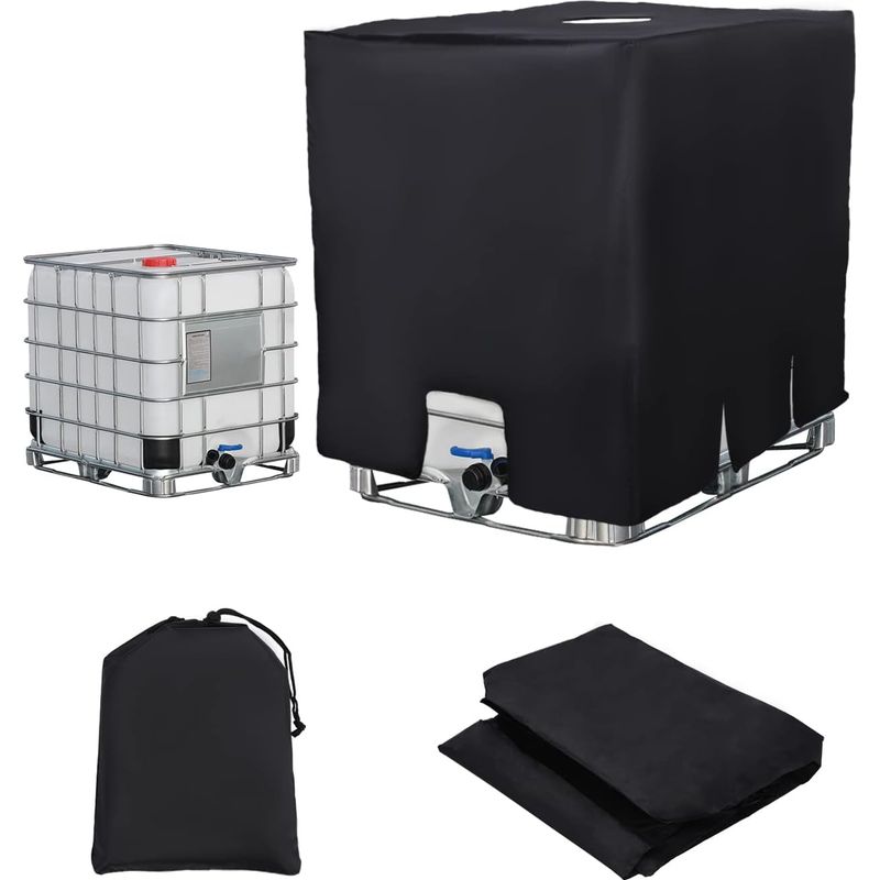 2x IBC Tank Abdeckung 420D – 120x100x116 Cm, UV-Schutz, Wasserdicht, Für 1000L Container