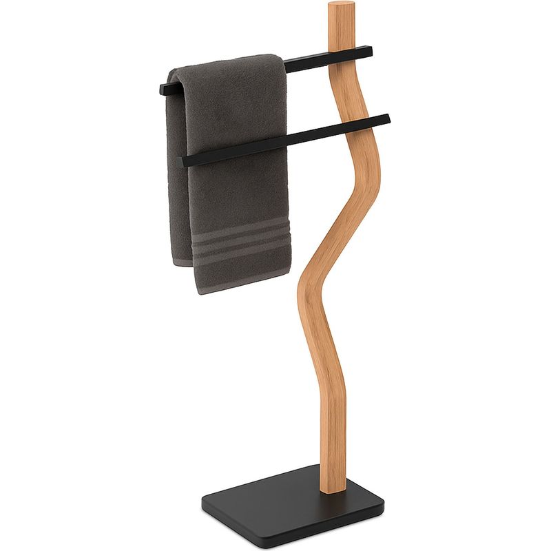 Relaxdays Toallero Escalera: Estilo Moderno En Acero Y Madera, 4 Barras, Apoyo Sin Taladrar