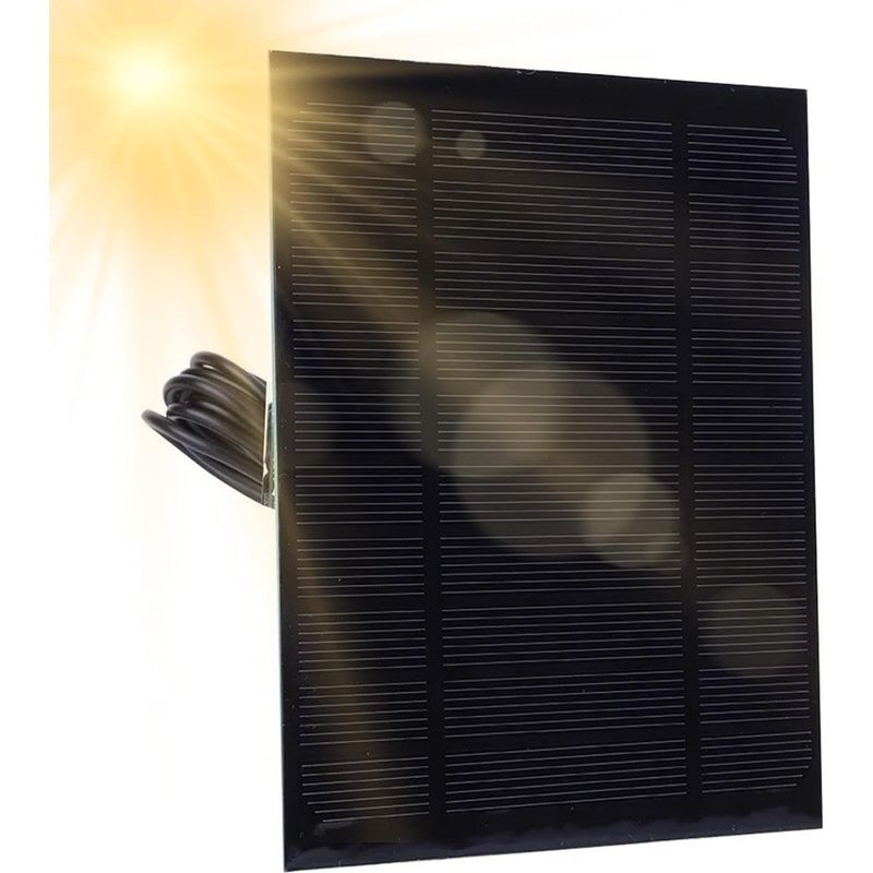 Panneau Solaire 2W 5V Polycristallin - Interface DC 5521 - Charge Batterie 3.7V - Pour Éclairage Jardin, Petits Appareils