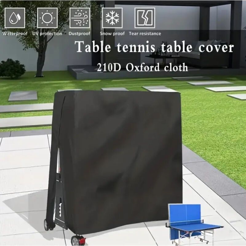 Housse Imperméable Pour Table De Ping-pong Extérieure – Oxford 210D, Anti-UV, Protection Contre La Pluie Et La Poussière, Taille 165x70x185 Cm