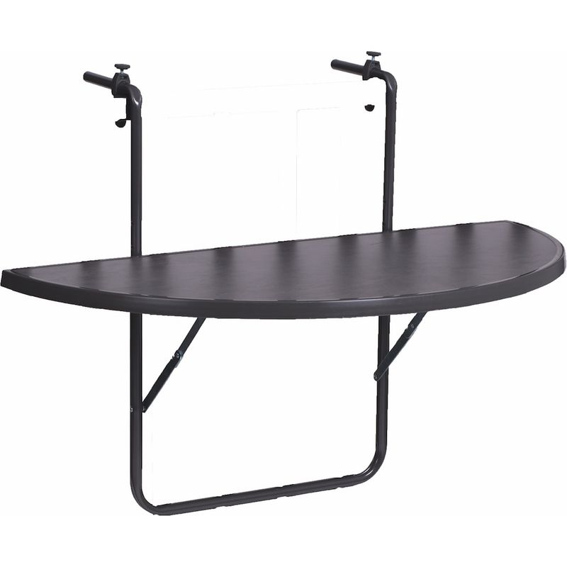Outsunny Halbrunder Balkontisch Aus Polyrattan & Metall – 100x50x74 Cm, Wetterfest, Stabil, Leicht – Beistelltisch Für Garten, Terrasse Oder Balkon