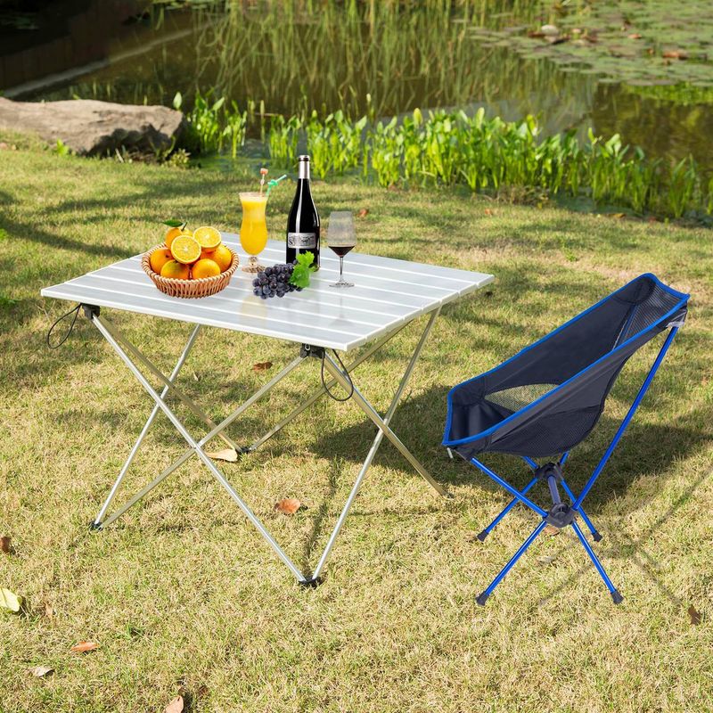 CASARIA® Campingtisch klappbar Camping Klapptisch Holz Alu 80x60cm mit Tragegriff leicht Tisch faltbar Braun abgerundete Kanten Garten Balkon Picknick