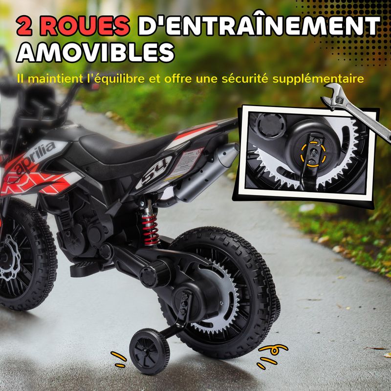 Moto Électrique Enfants AIYAPLAY 6V – 2,5 Km/h, Roues Amovibles, 18-36 Mois