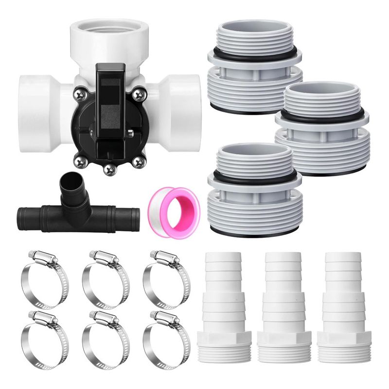 Kit Bypass De Piscina Monzana De 12 Piezas, Con Válvula De 3 Vías Y Adaptadores De 32/38 Mm, Para Controlar Calentadores Solares Y Bombas De Calor