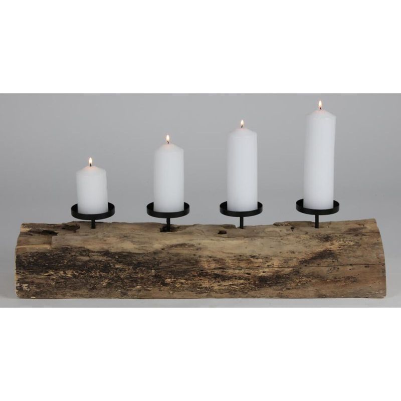 XXL Kerzenhalter Holz 70cm Weihnachtsdeko Kerzenständer Adventskranz länglich Deko