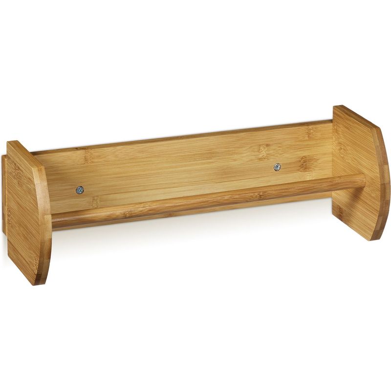 Relaxdays Wand Küchenrollenhalter Bambus, Papierrollenhalter zur Wandmontage, Halter für Küchenrollen, natur