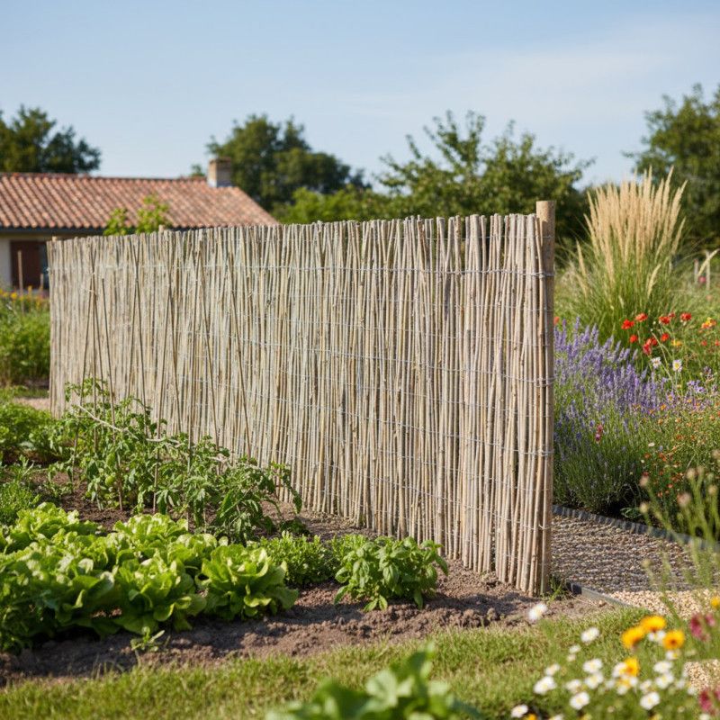 BAMBUSMATTE Garten NATUR ganz 2 x 5 Meter. Sichtschutz 85%. Stangen aus  natrlichem Bambus, die Festigkeit und Langlebigkeit bie