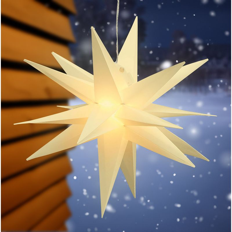 3D Advents Stern mit 40 LED in warm wei - 60 cm - Outdoor Weihnachten  Fenster Hnge Deko fr Auen mit Timer Batterie betrieben