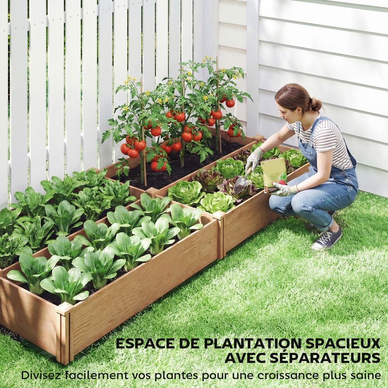 COSTWAY Huerto Urbano De Madera Con Patas 81x37x77 Cm, Jardinera Elevada Con Estante Y Drenaje, Natural, Para Terraza Y Balcón
