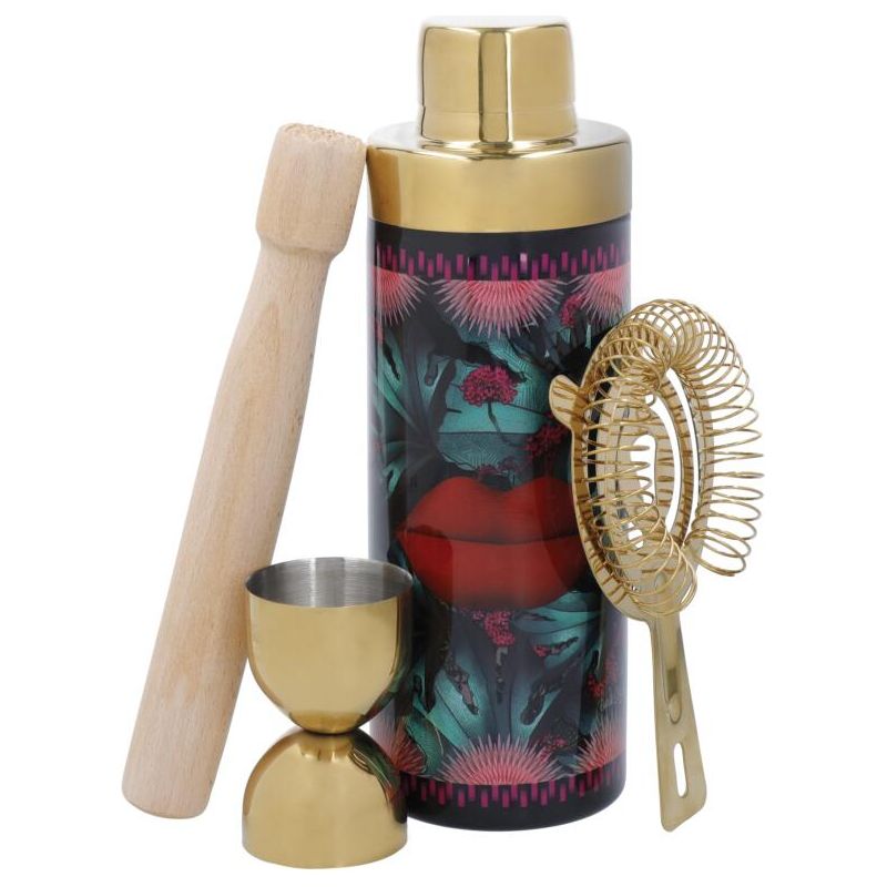 4-teiliges Boston-Shaker-Bar-Set – Sieb, Flaschenöffner, 2 Dosen (18 & 30 Oz) – Von Jamal's Choice
