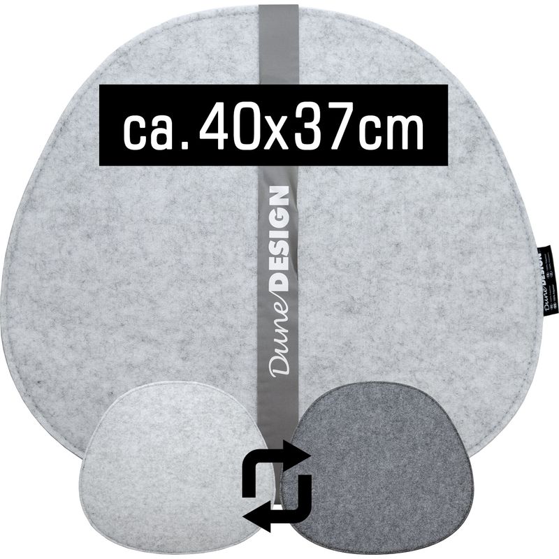 4 Filz Sitzkissen Oval 40x37cm 8mm Stuhlkissen Wende Sitzauflage Hellgrau Grau