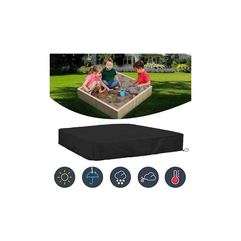 KIPIDA – Housse De Protection Pour Bac à Sable 150x150 Cm – Tissu Oxford Imperméable – Cordon De Serrage – Anti-Poussière, UV, Pluie