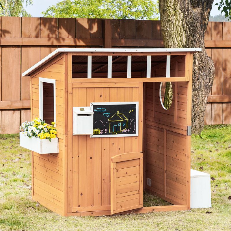 AIYAPLAY Casita Infantil De Madera Con Cocina Y Banco | Exterior E Interior Para Niños 3-8 Años