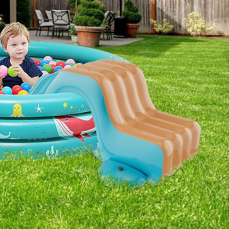 Toboggan Aquatique Gonflable 200x85x80 Cm – Mur D’escalade, Centre De Jeu – Intérieur/extérieur – Bleu