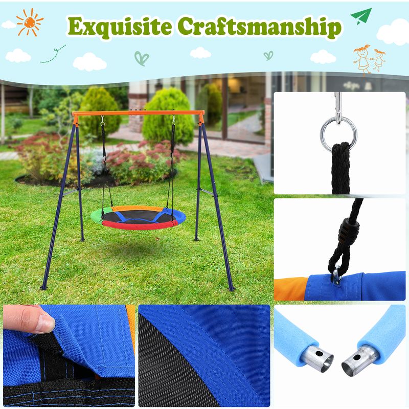 GOPLUS Portique Balançoire Exterieur, Cadre Support de Nid d'Oiseaux pour Adulte et Enfant,Portique Balancoire 2 Places Charge 300KG(Jaune,sans Balançoire