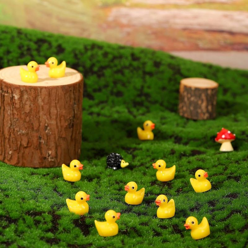 100 Mini Canards En Résine Jaune – 15x15x13 Mm – Aquarium, Jardin, Maison De Poupée