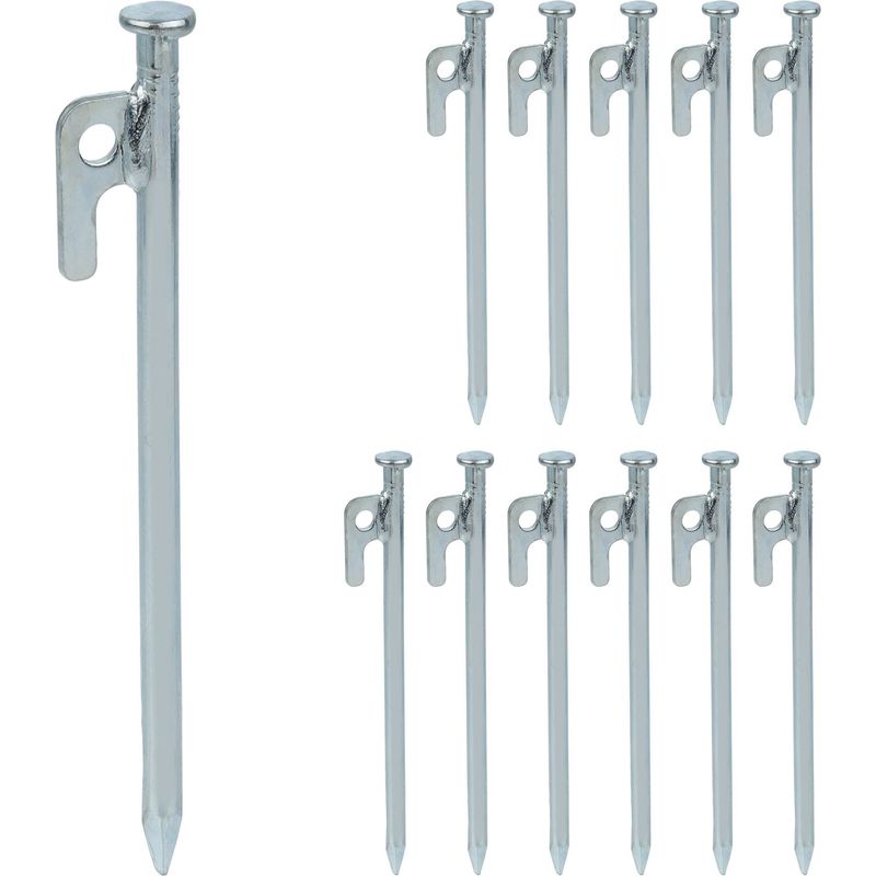 12pcs Gross Sardines Piquet Jardin, Ancrage Au Sol en Acier Galvanisé Sardine Tente Très Résistant Piquet Fixation Sol pour Fixer De Tentes, Auvents, Pavillons, Trampoline, Abri De Jardin, Poulailler