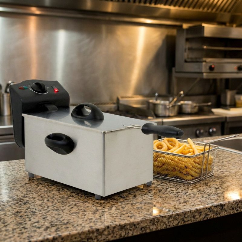 Suinga – Friteuse électrique 2 litres 1300W – Thermostat réglable 80-190°C – Panier avec poignée amovible – Pieds antidérapants