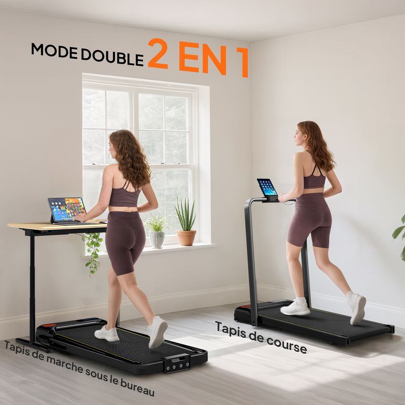 Tapis De Marche Copant 2,5 HP – écran LCD, Télécommande, APP, 1-8 Km/h, Charge Max 159 Kg, Bande 90x41cm, Pour Maison Et Bureau