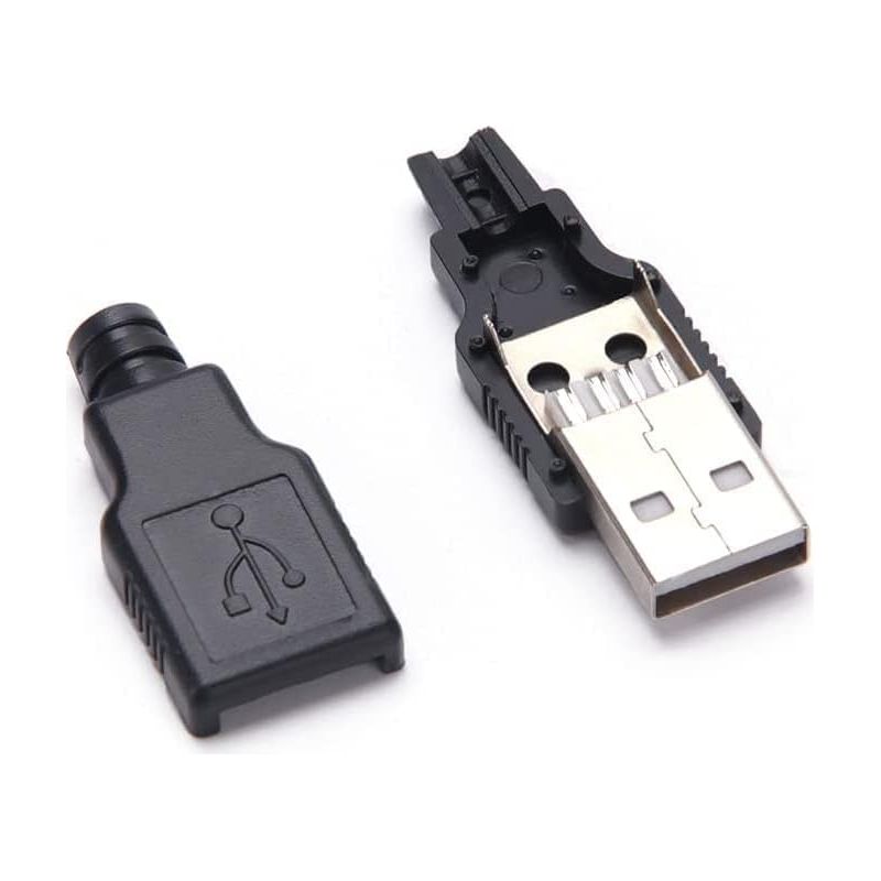 Lot De 40 Connecteurs USB 2.0 Mâle à Souder – Type A, 4 Broches, Noir