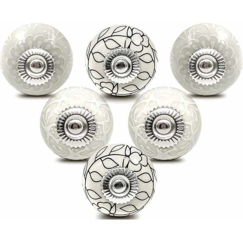 Boutons De Tiroir En Céramique Vintage Uxcell – 8 Pièces Rondes Blanches, Vis Incluses
