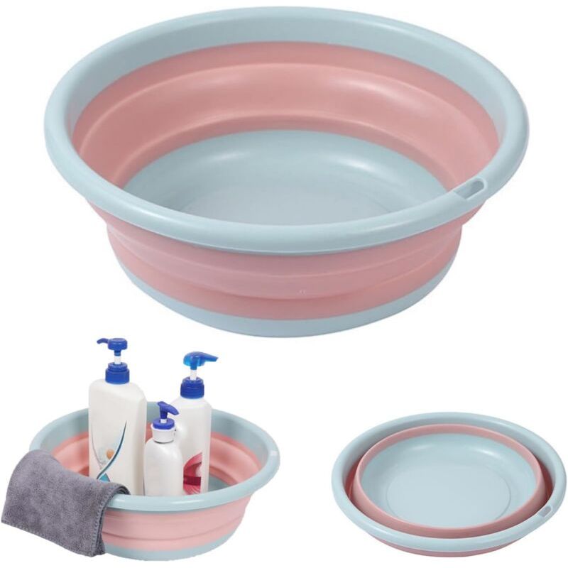 Collapsible Dish Basin With Drain Plug & Basket – Large Foldable Sink For Kitchen, Camping, Or RV, Blue & Orange
