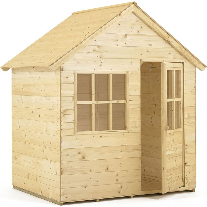Cabane enfant extérieur en bois, maison enfant extérieure avec chatière, cuisine de jeu, porte et fenêtres, bois naturel Cabane enfant extérieur en bois, maison enfant extérieure avec chatière, cuisine de jeu, porte et fenêtres, bois naturel