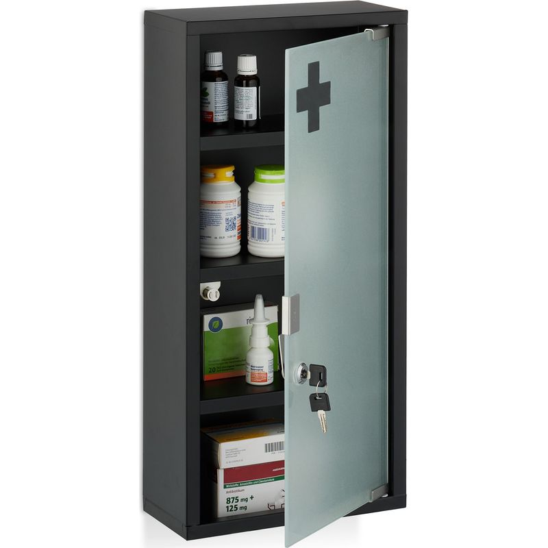 Relaxdays Armoire à Pharmacie, 2 Compartiments spacieux, mélange de matériaux, H x L x P : 30 x 30 x 17,5 cm, Blanche